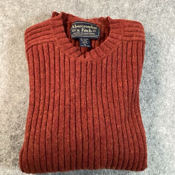 Vintage Abercrombie & Fitch Sweater Mens XL Red Ribbed Muscle Wool Blend - Picture 3 of 14